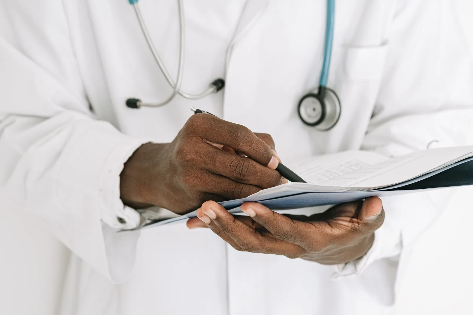 Doctor reviewing a patient's calcium score report