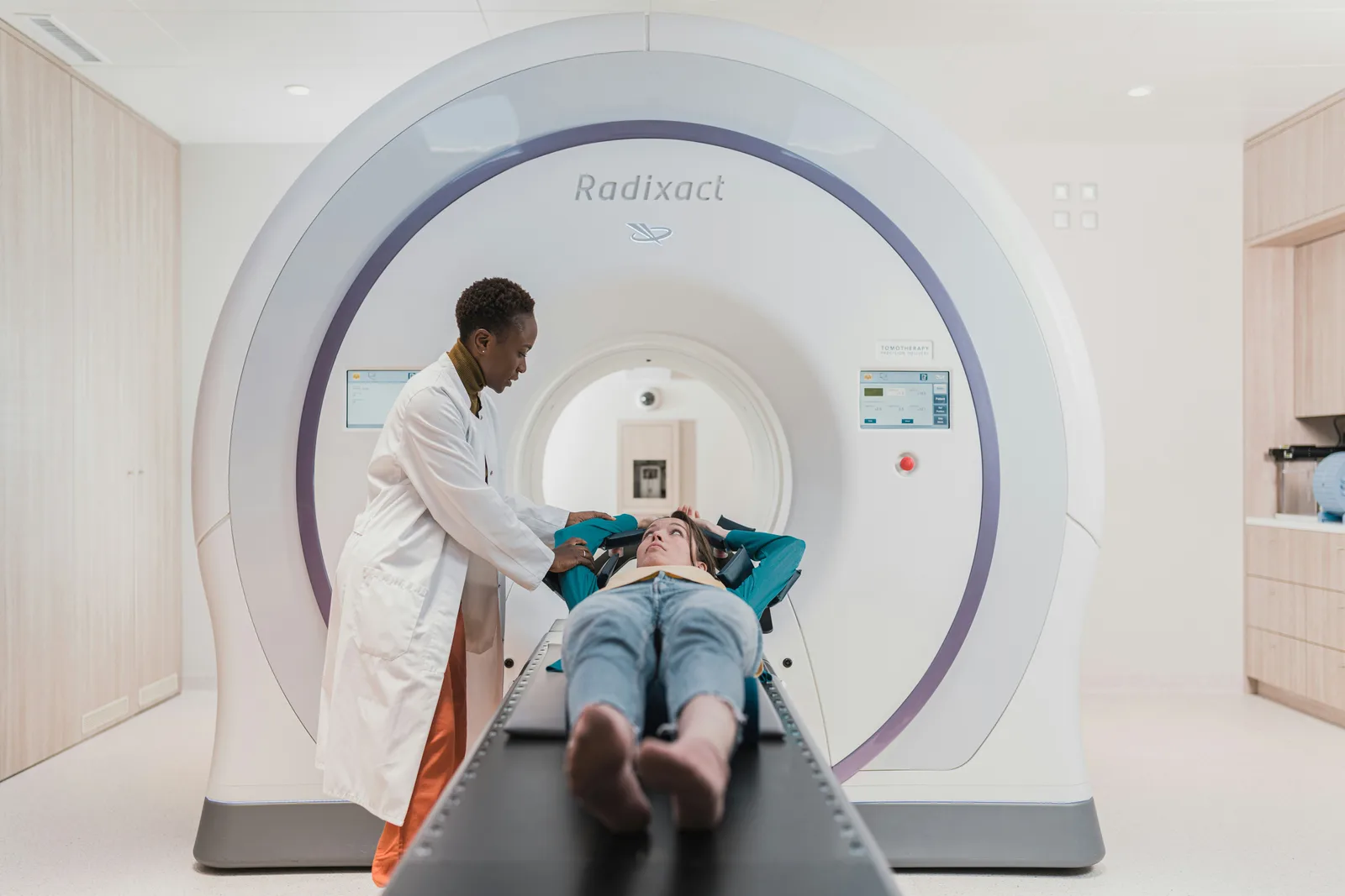 Patient entering a medical imaging scanner