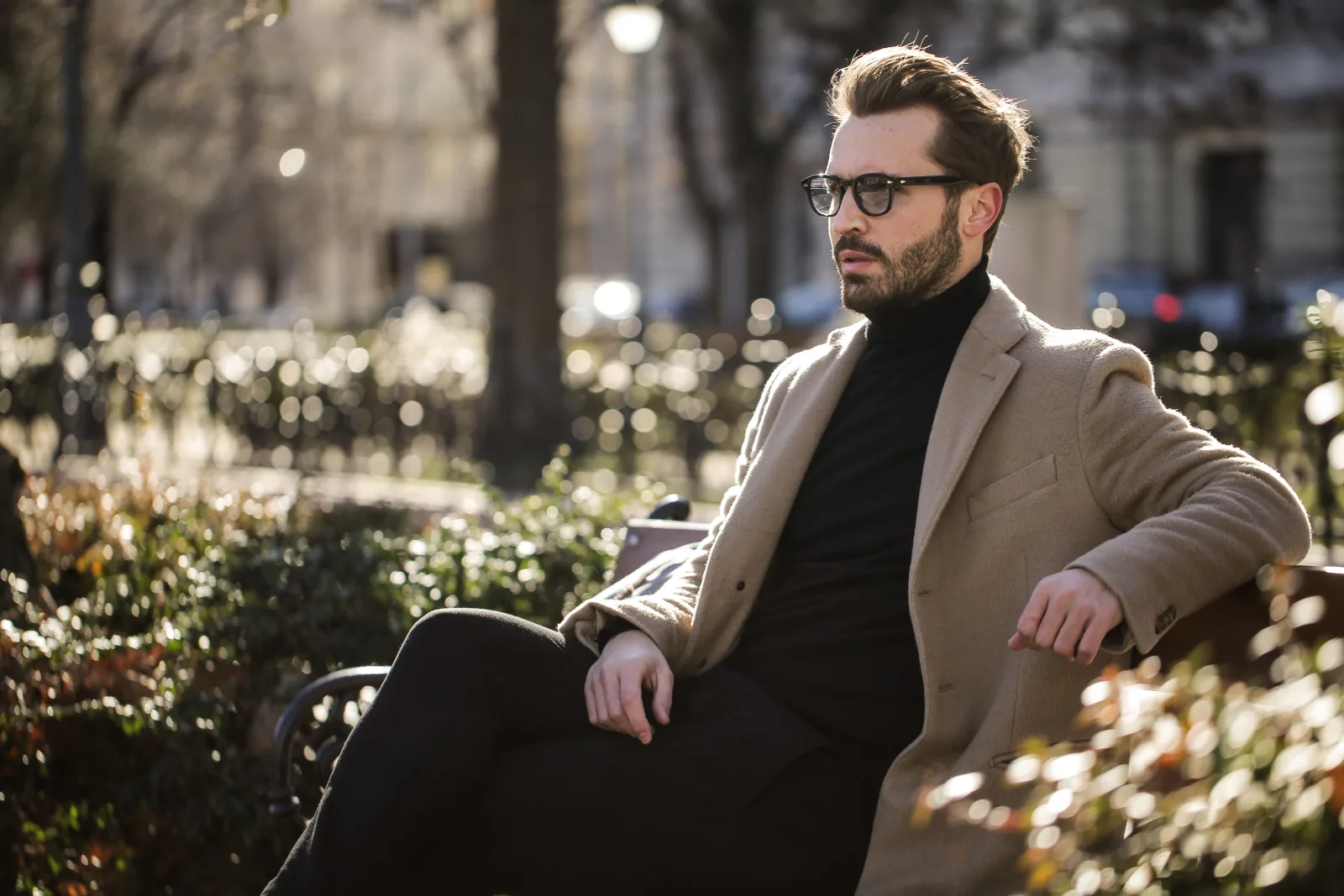 Man sitting outdoors before an appointment